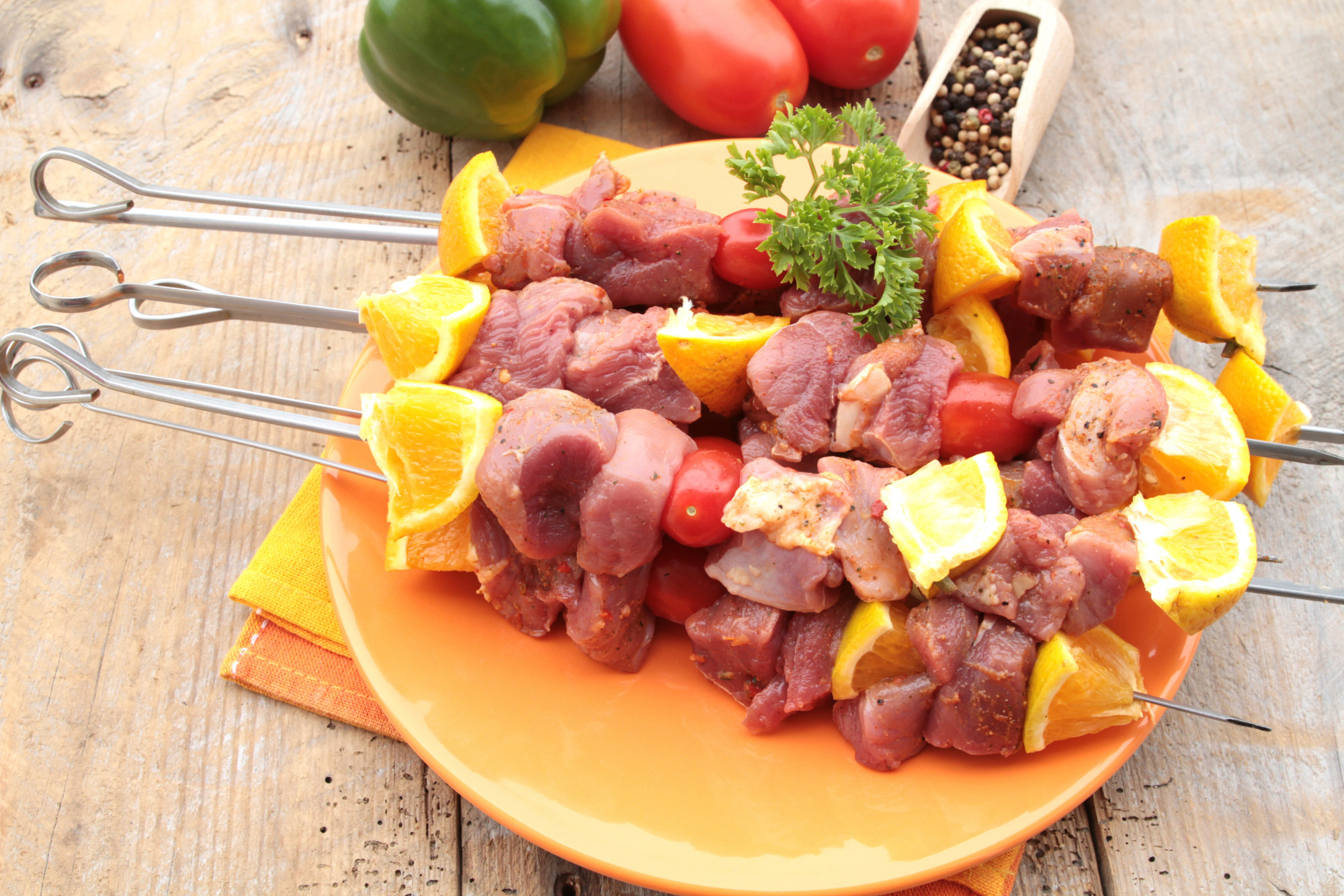 Brochette de magret de canard à l'orange